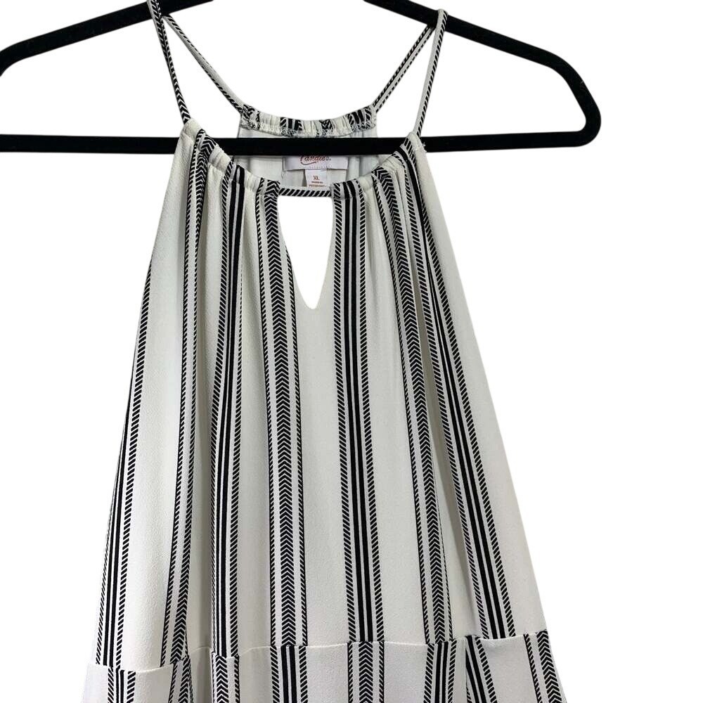 Candies Maxi Dress Womens XL White Black Striped Halter Keyhole Front Slits - Picture 2 of 8